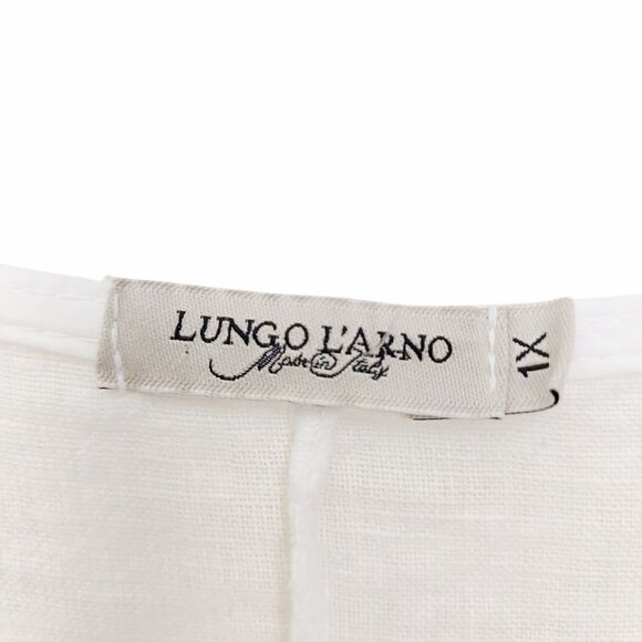 Lungo Larno Dress Womens 1X White Linen Long Sleeve Relaxed Fit Italy Beach - Picture 8 of 12